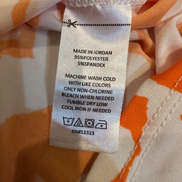 CECE WOMENS LARGE ORANGE AND WHITE BLOUSE - Picture 6 of 8